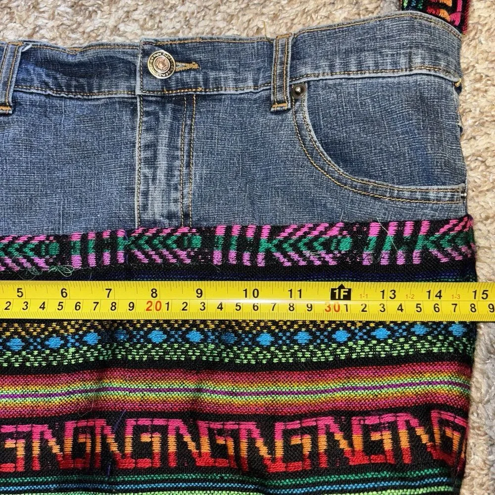 Upcycled Handmade Denim Jean Crossbody Hobo Bag Unique Boho Hippie Gypsy Clutter